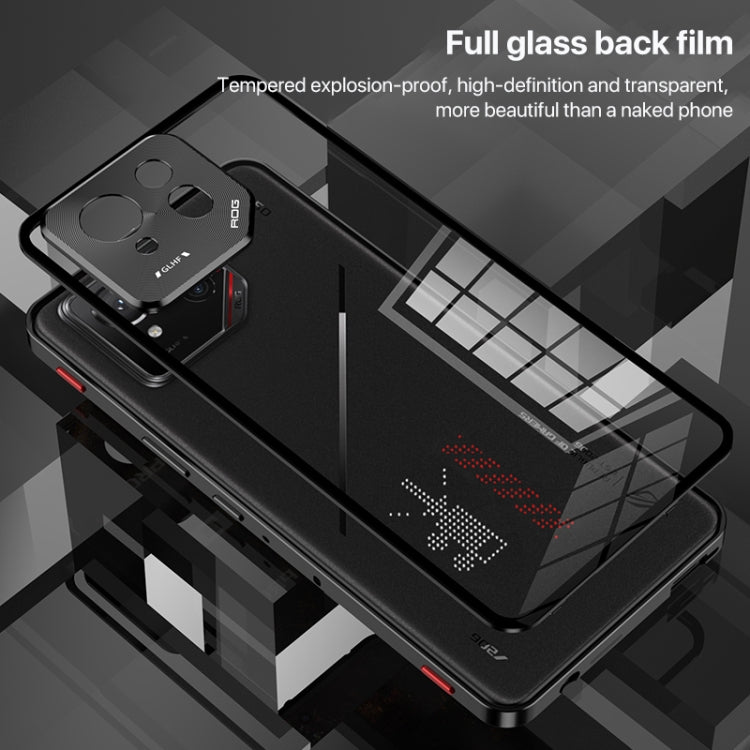 For  ASUS ROG Phone 9 Pro Snap Buckle Metal Frame Glass Back Panel Phone Case(Silver) - ASUS Cases by PMC TechLife | Online Shopping South Africa | PMC TechLife | Buy Now Pay Later Mobicred