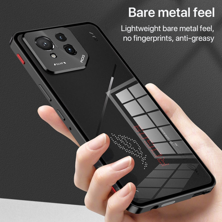 For  ASUS ROG Phone 9 Pro Snap Buckle Metal Frame Glass Back Panel Phone Case(Black) - ASUS Cases by PMC TechLife | Online Shopping South Africa | PMC TechLife | Buy Now Pay Later Mobicred