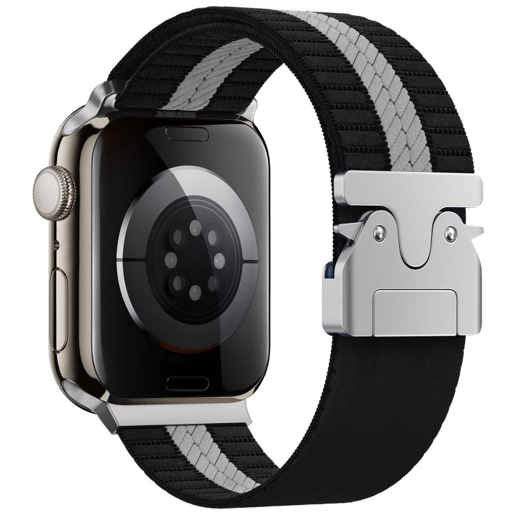For Apple Watch 42mm / 41mm / 40mm / 38mm Parachute Buckle Braided Nylon Watch Band(Black White) - free shipping - PMc TechLife - Order now!