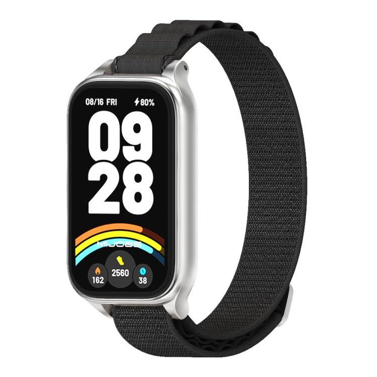 For Xiaomi Smart Band 9 Active / Redmi Band 3 Mijobs Metal Shell Nylon Watch Band(Black Silver) - free shipping - PMc TechLife - Order now!