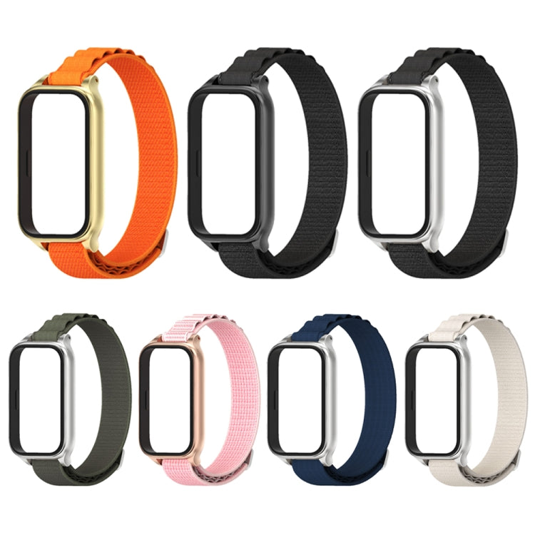 For Xiaomi Smart Band 9 Active / Redmi Band 3 Mijobs Metal Shell Nylon Watch Band(Army Green Silver) - Watch Bands by MIJOBS | Online Shopping South Africa | PMc TechLife | Buy Now Pay Later Mobicred
