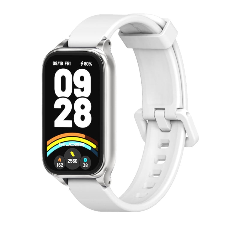For Xiaomi Smart Band 9 Active / Redmi Band 3 Mijobs Metal Shell Silicone Watch Band(White Silver) - free shipping - PMc TechLife - Order now!