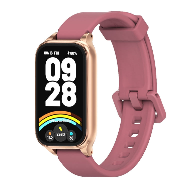For Xiaomi Smart Band 9 Active / Redmi Band 3 Mijobs Metal Shell Silicone Watch Band(Wine Red Rose Gold) - free shipping - PMc TechLife - Order now!