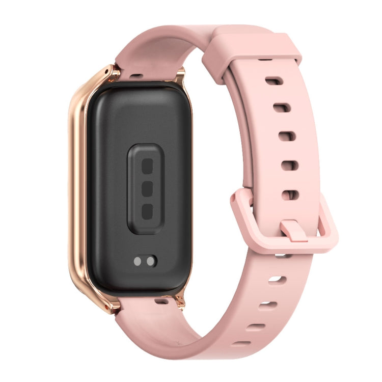 For Xiaomi Smart Band 9 Active / Redmi Band 3 Mijobs Metal Shell Silicone Watch Band(Pink Rose Gold) - free shipping - PMc TechLife - Order now!