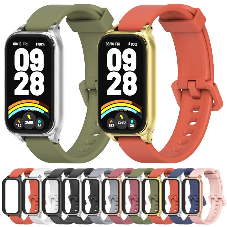 For Xiaomi Smart Band 9 Active / Redmi Band 3 Mijobs Metal Shell Silicone Watch Band(Orange Gold) - free shipping - PMc TechLife - Order now!