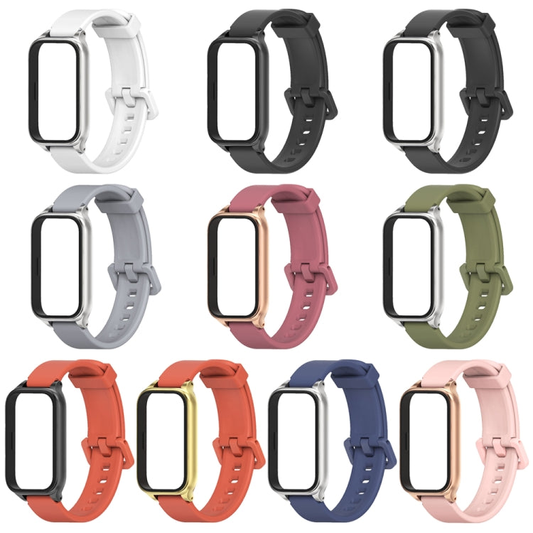 For Xiaomi Smart Band 9 Active / Redmi Band 3 Mijobs Metal Shell Silicone Watch Band(Midnight Blue Silver) - free shipping - PMc TechLife - Order now!