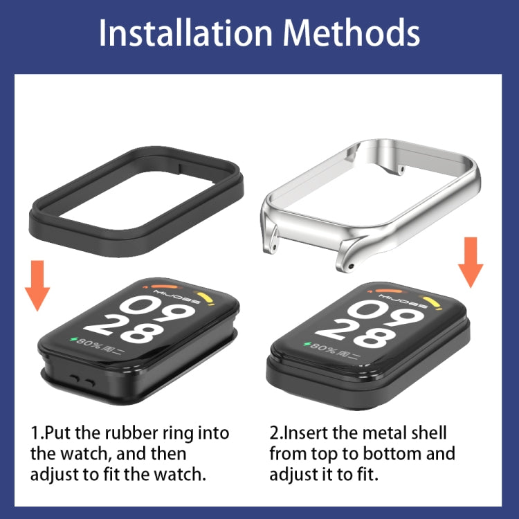 For Xiaomi Smart Band 9 Active / Redmi Band 3 Mijobs Metal Shell Silicone Watch Band(Orange Gold) - free shipping - PMc TechLife - Order now!