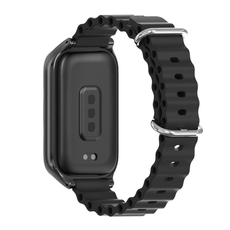 For Xiaomi Smart Band 9 Active / Redmi Band 3 Mijobs Metal Shell Marine Silicone Watch Band(Black) - free shipping - PMc TechLife - Order now!