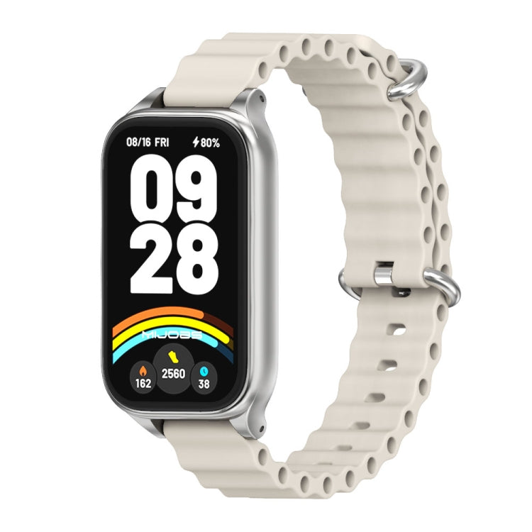 For Xiaomi Smart Band 9 Active / Redmi Band 3 Mijobs Metal Shell Marine Silicone Watch Band(Grey Silver) - free shipping - PMc TechLife - Order now!