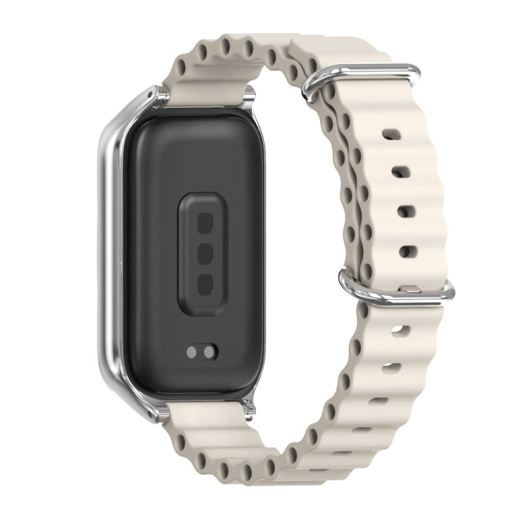 For Xiaomi Smart Band 9 Active / Redmi Band 3 Mijobs Metal Shell Marine Silicone Watch Band(Grey Silver) - free shipping - PMc TechLife - Order now!