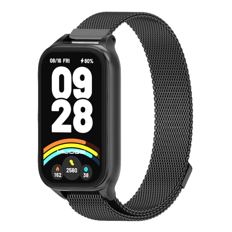 For Xiaomi Smart Band 9 Active / Redmi Band 3 Mijobs Metal Shell Milan Magnetic Watch Band(Black) - Watch Bands by MIJOBS | Online Shopping South Africa | PMc TechLife | Buy Now Pay Later Mobicred