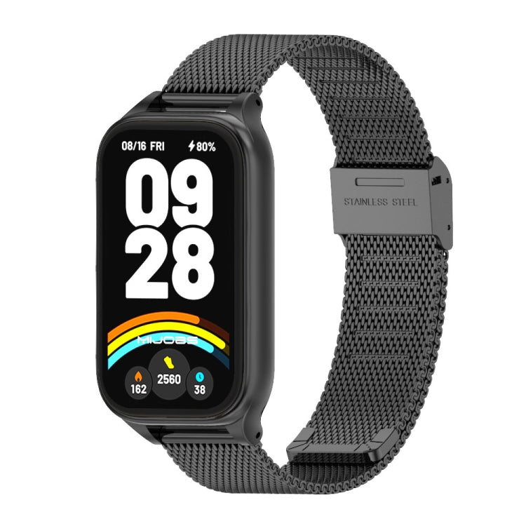 For Xiaomi Smart Band 9 Active / Redmi Band 3 Mijobs Metal Shell Milan Buckle Watch Band(Black) - Watch Bands by MIJOBS | Online Shopping South Africa | PMc TechLife | Buy Now Pay Later Mobicred