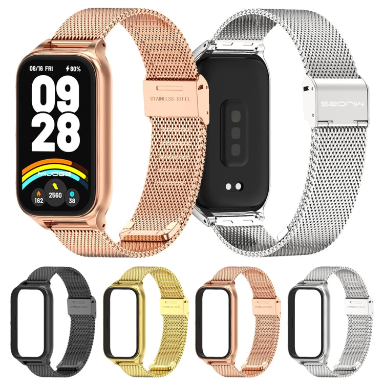 For Xiaomi Smart Band 9 Active / Redmi Band 3 Mijobs Metal Shell Milan Buckle Watch Band(Rose Gold) - free shipping - PMc TechLife - Order now!