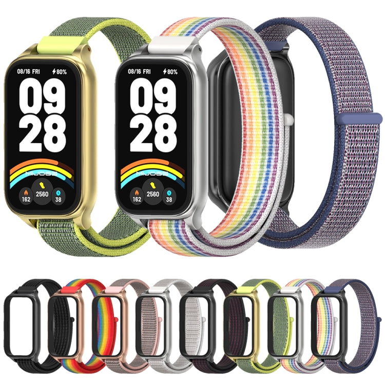 For Xiaomi Smart Band 9 Active / Redmi Band 3 Mijobs Metal Shell Nylon Loop Watch Band(Rainbow Rose Gold) - Watch Bands by MIJOBS | Online Shopping South Africa | PMc TechLife | Buy Now Pay Later Mobicred