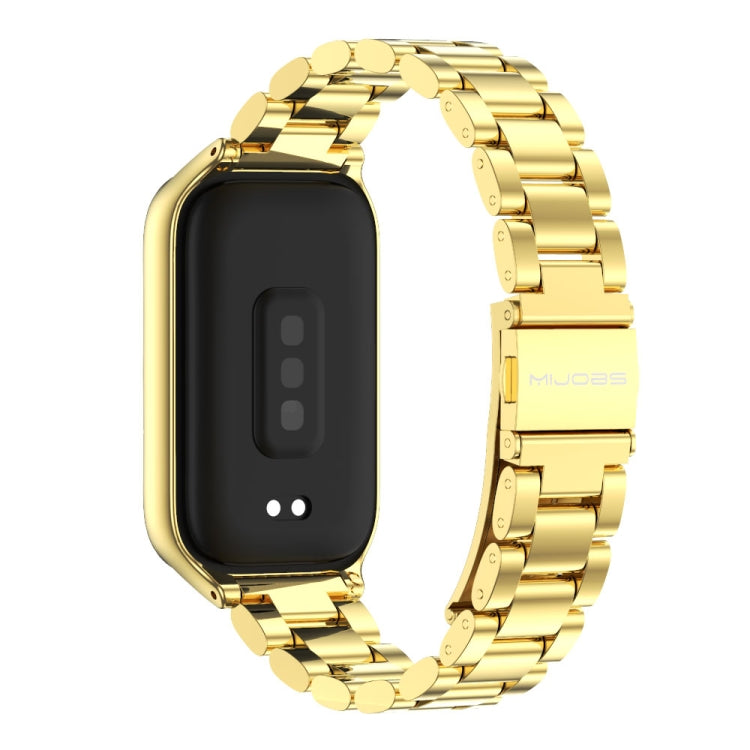 For Xiaomi Smart Band 9 Active / Redmi Band 3 Mijobs Metal Shell Three-Bead Stainless Steel Watch Band(Gold) - free shipping - PMc TechLife - Order now!