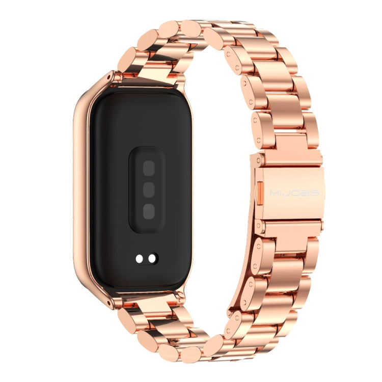 For Xiaomi Smart Band 9 Active / Redmi Band 3 Mijobs Metal Shell Three-Bead Stainless Steel Watch Band(Rose Gold) - free shipping - PMc TechLife - Order now!