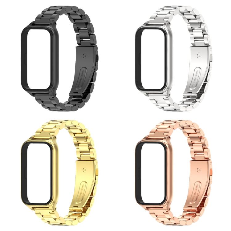For Xiaomi Smart Band 9 Active / Redmi Band 3 Mijobs Metal Shell Three-Bead Stainless Steel Watch Band(Gold) - free shipping - PMc TechLife - Order now!