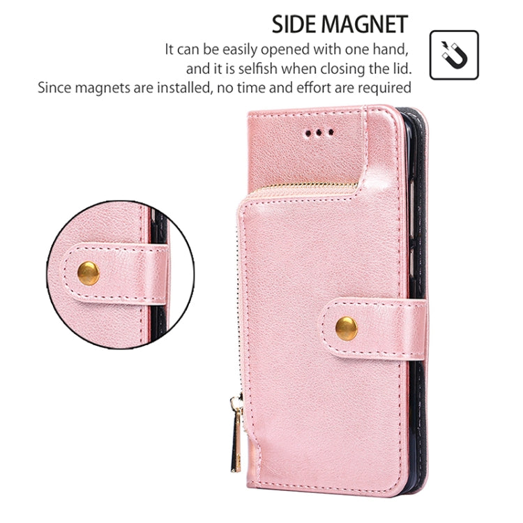 For Samsung Galaxy S25+ 5G Zipper Bag Leather Phone Case(Rose Gold) - free shipping - PMC Jewellery - Order now!