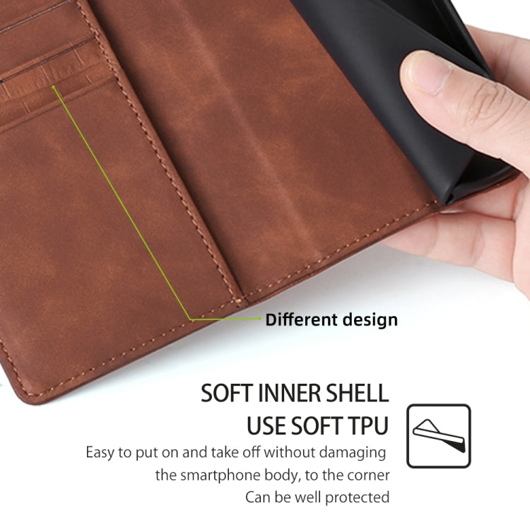 For Samsung Galaxy S25 5G Skin Feel Crocodile Magnetic Clasp Leather Phone Case(Brown) - free shipping - PMC Jewellery - Order now!