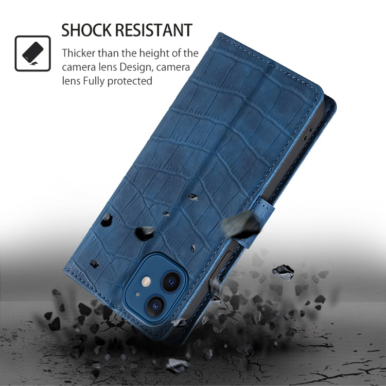 For Samsung Galaxy S25 5G Skin Feel Crocodile Magnetic Clasp Leather Phone Case(Blue) - Galaxy S25 5G Cases by PMC Jewellery | Online Shopping South Africa | PMC Jewellery | Buy Now Pay Later Mobicred