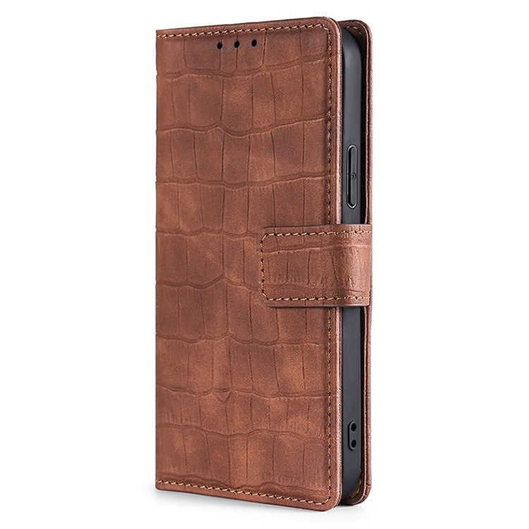 For Samsung Galaxy S25+ 5G Skin Feel Crocodile Magnetic Clasp Leather Phone Case(Brown) - Galaxy S25+ 5G Tempered Glass by PMC Jewellery | Online Shopping South Africa | PMC Jewellery | Buy Now Pay Later Mobicred