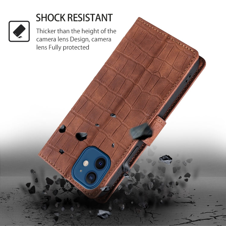 For Samsung Galaxy S25+ 5G Skin Feel Crocodile Magnetic Clasp Leather Phone Case(Brown) - Galaxy S25+ 5G Tempered Glass by PMC Jewellery | Online Shopping South Africa | PMC Jewellery | Buy Now Pay Later Mobicred