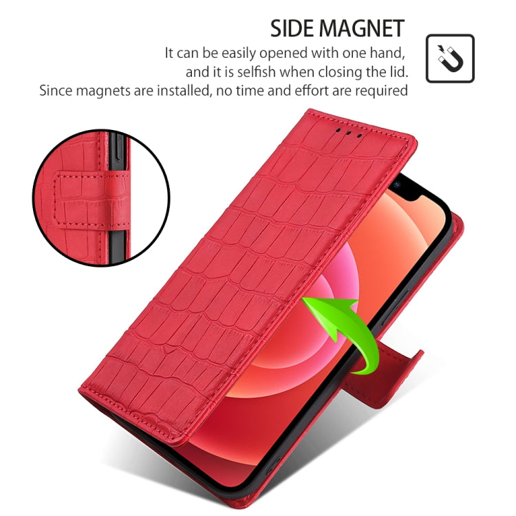 For Samsung Galaxy S25+ 5G Skin Feel Crocodile Magnetic Clasp Leather Phone Case(Red) - free shipping - PMC Jewellery - Order now!