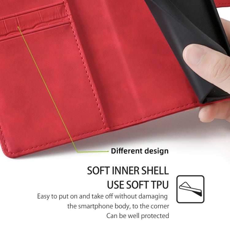 For Samsung Galaxy S25+ 5G Skin Feel Crocodile Magnetic Clasp Leather Phone Case(Red) - free shipping - PMC Jewellery - Order now!