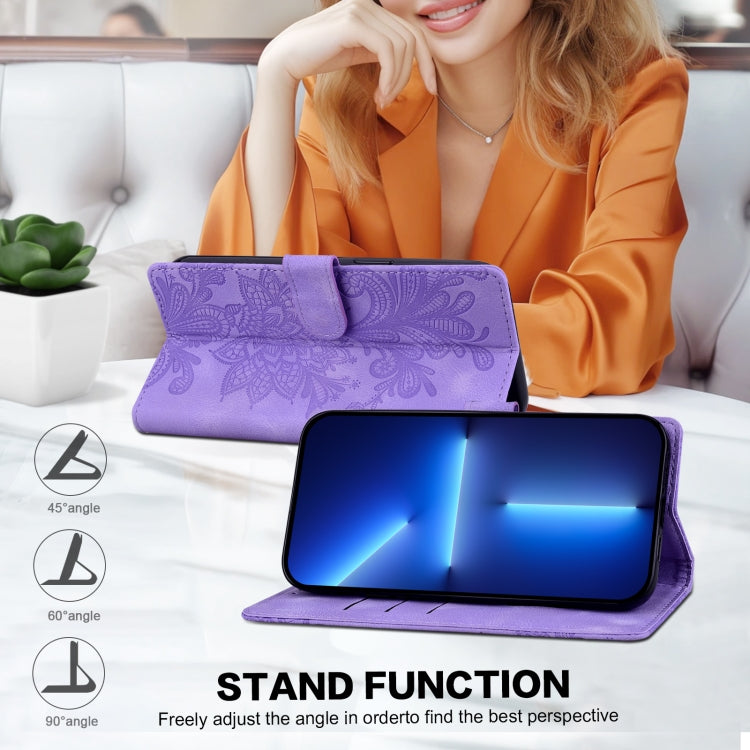 For Samsung Galaxy S25 Ultra 5G Lace Floral Embossed Magnetic Buckle PU Phone Case With Wrist Strap(Purple) - Galaxy S25 Ultra 5G Cases by PMC Jewellery | Online Shopping South Africa | PMC Jewellery | Buy Now Pay Later Mobicred