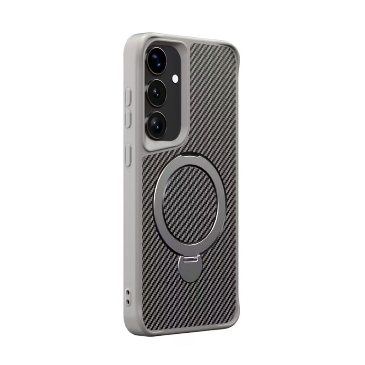 For Samsung Galaxy S25 / S24 5G Carbon Fiber Texture 360 MagSafe Holder Phone Case(Titanium Gray) - Galaxy S25 5G Cases by PMC TechLife | Online Shopping South Africa | PMC TechLife | Buy Now Pay Later Mobicred
