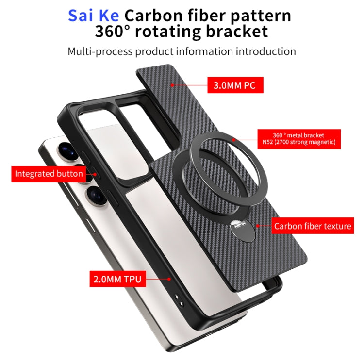 For Samsung Galaxy S25+ / S24+ 5G Carbon Fiber Texture 360 MagSafe Holder Phone Case(Black) - Galaxy S25+ 5G Cases by PMC Jewellery | Online Shopping South Africa | PMC Jewellery | Buy Now Pay Later Mobicred