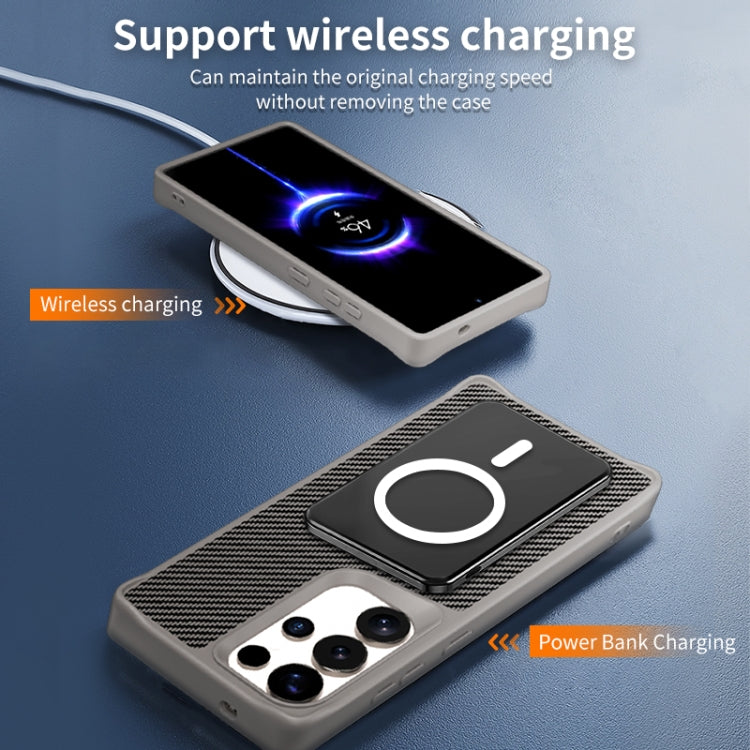 For Samsung Galaxy S25 / S24 5G Carbon Fiber Texture 360 MagSafe Holder Phone Case(Titanium Gray) - Galaxy S25 5G Cases by PMC TechLife | Online Shopping South Africa | PMC TechLife | Buy Now Pay Later Mobicred