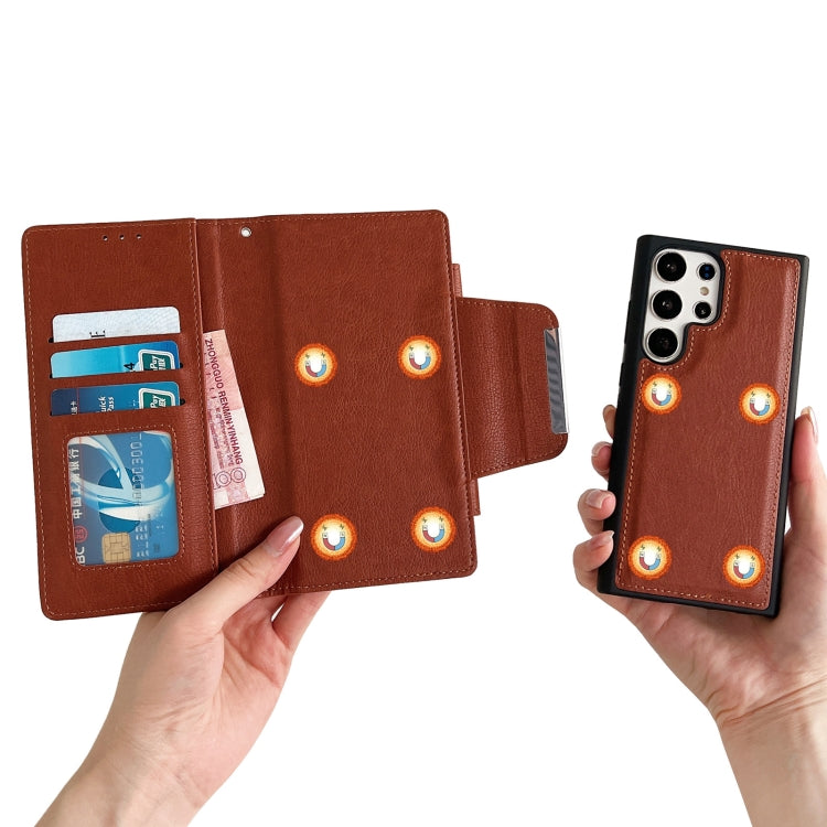For Samsung Galaxy S25+ 5G Multifunctional 7-Card Wallet Leather Phone Case(Brown) - Galaxy S25+ 5G Cases by PMC Jewellery | Online Shopping South Africa | PMC Jewellery | Buy Now Pay Later Mobicred