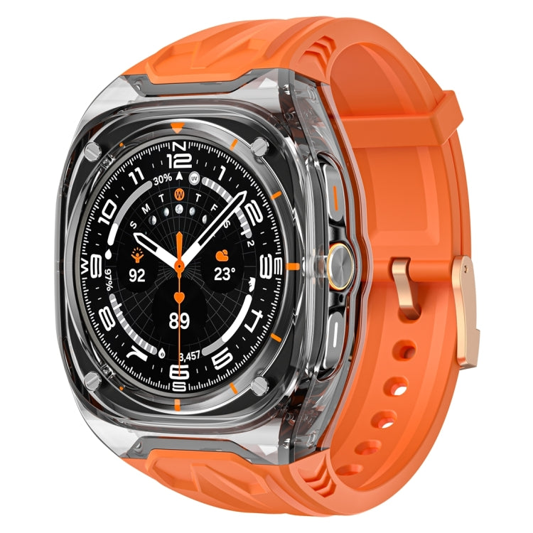 For Samsung Galaxy Watch Ultra 47mm / Ultra 2025 Modified PC Hybrid TPU Watch Case Band(Orange Clear Black) - free shipping - PMc TechLife - Order now!