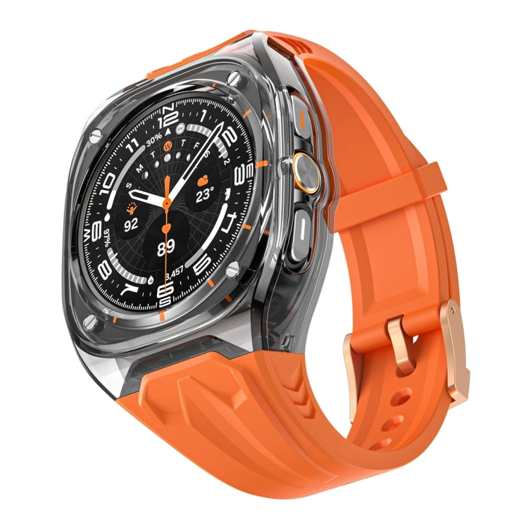 For Samsung Galaxy Watch Ultra 47mm / Ultra 2025 Modified PC Hybrid TPU Watch Case Band(Orange Clear Black) - free shipping - PMc TechLife - Order now!