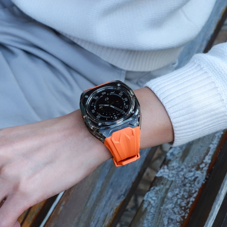 For Samsung Galaxy Watch Ultra 47mm / Ultra 2025 Modified PC Hybrid TPU Watch Case Band(Orange Clear Black) - free shipping - PMc TechLife - Order now!
