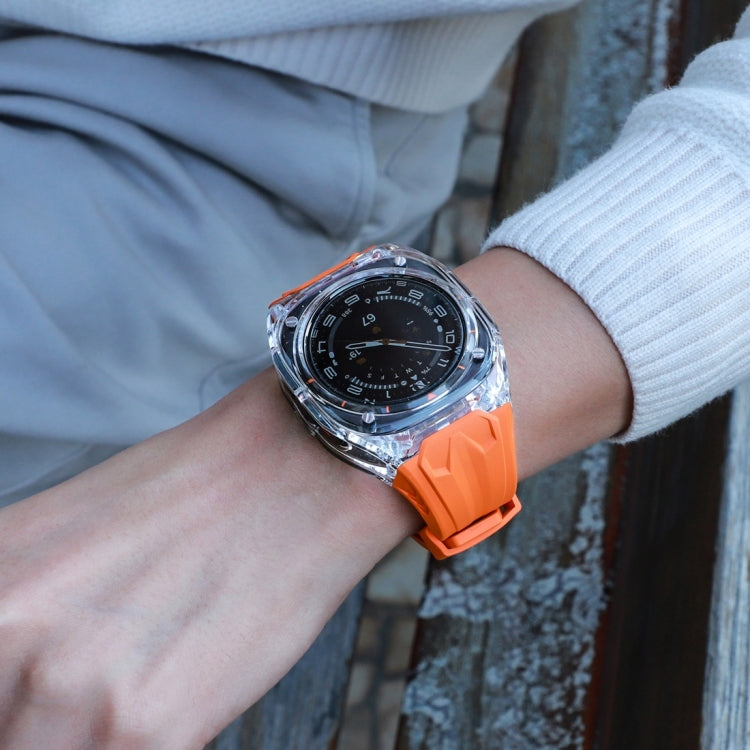 For Samsung Galaxy Watch Ultra 47mm Modified PC Hybrid TPU Watch Case Band(Orange Transparent) - free shipping - PMc TechLife - Order now!