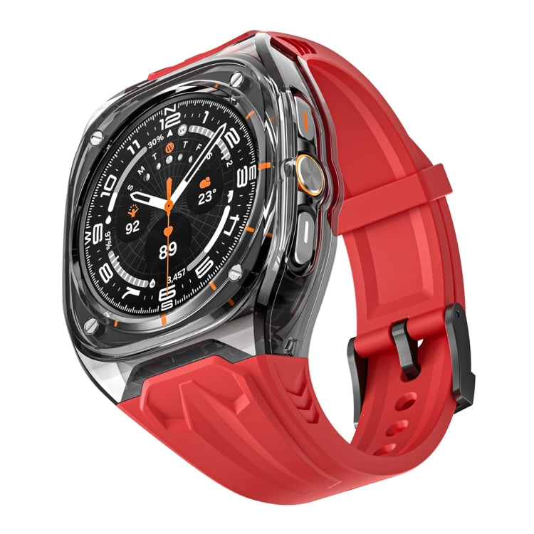 For Samsung Galaxy Watch Ultra 47mm Modified PC Hybrid TPU Watch Case Band(Red Clear Black) - free shipping - PMc TechLife - Order now!