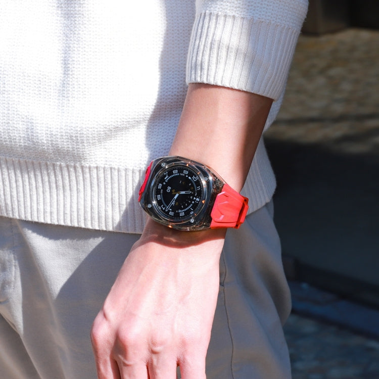 For Samsung Galaxy Watch Ultra 47mm Modified PC Hybrid TPU Watch Case Band(Red Clear Black) - free shipping - PMc TechLife - Order now!