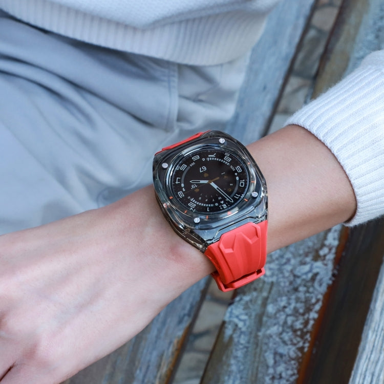 For Samsung Galaxy Watch Ultra 47mm Modified PC Hybrid TPU Watch Case Band(Red Clear Black) - free shipping - PMc TechLife - Order now!