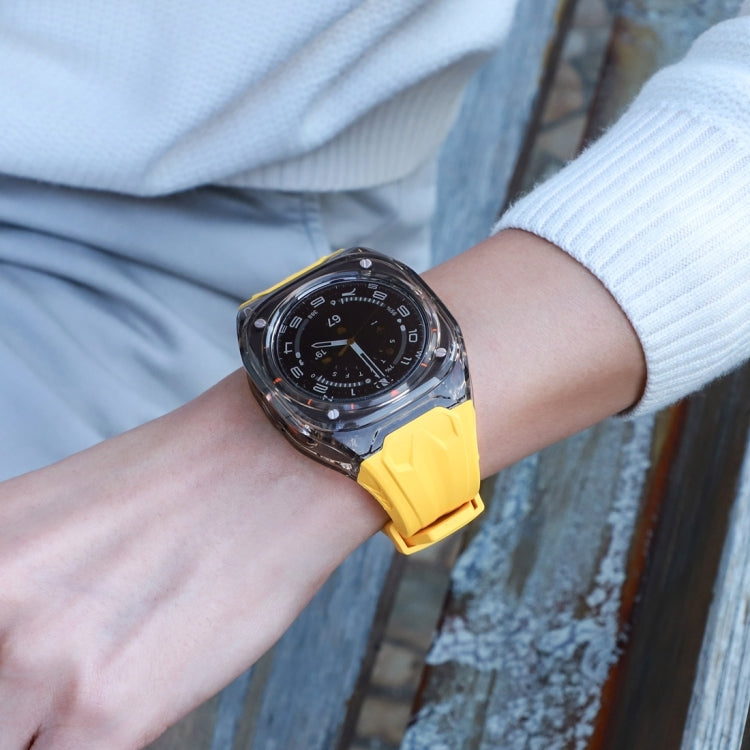 For Samsung Galaxy Watch Ultra 47mm Modified PC Hybrid TPU Watch Case Band(Yellow Clear Black) - free shipping - PMc TechLife - Order now!