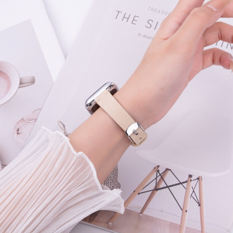 For Apple Watch 46mm / 49mm / 45mm / 44mm Matte Genuine Leather Watch Band(Khaki) - Watch Bands by PMc TechLife | Online Shopping South Africa | PMc TechLife | Buy Now Pay Later Mobicred