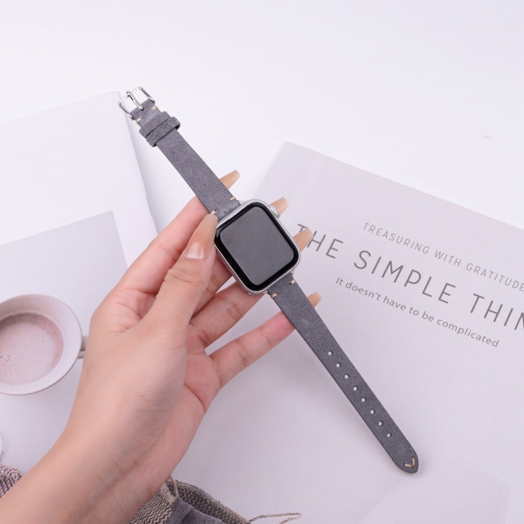For Apple Watch 46mm / 49mm / 45mm / 44mm Matte Genuine Leather Watch Band(Grey) - free shipping - PMc TechLife - Order now!