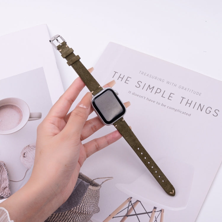 For Apple Watch 42mm / 41mm / 40mm / 38mm Matte Genuine Leather Watch Band(Olive Green) - free shipping - PMc TechLife - Order now!