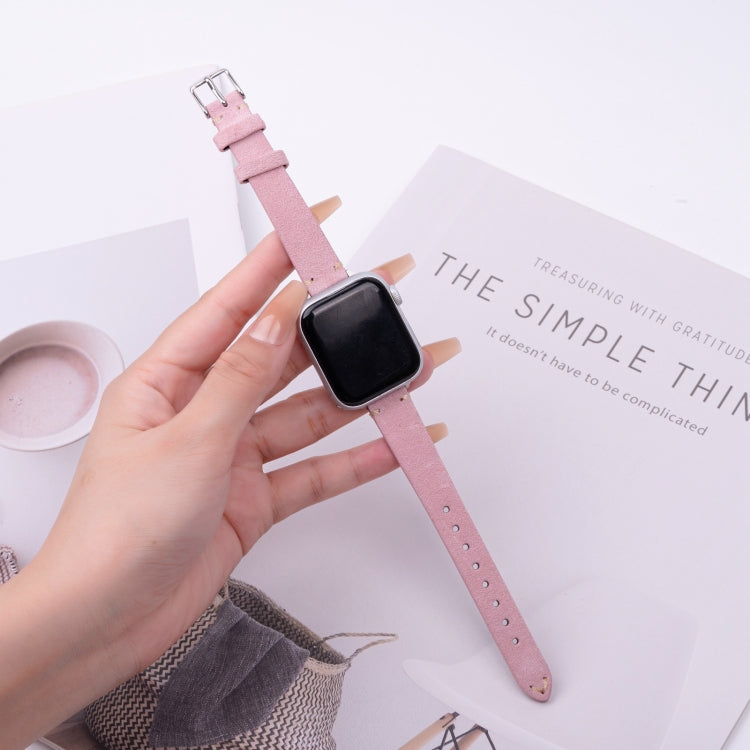 For Apple Watch 42mm / 41mm / 40mm / 38mm Matte Genuine Leather Watch Band(Pink) - free shipping - PMc TechLife - Order now!