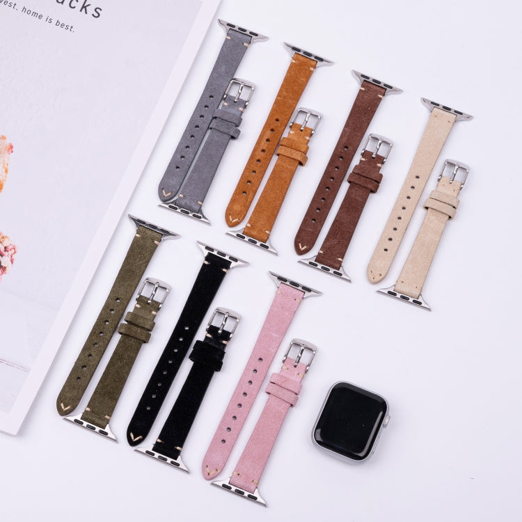 For Apple Watch 46mm / 49mm / 45mm / 44mm Matte Genuine Leather Watch Band(Brown) - free shipping - PMc TechLife - Order now!