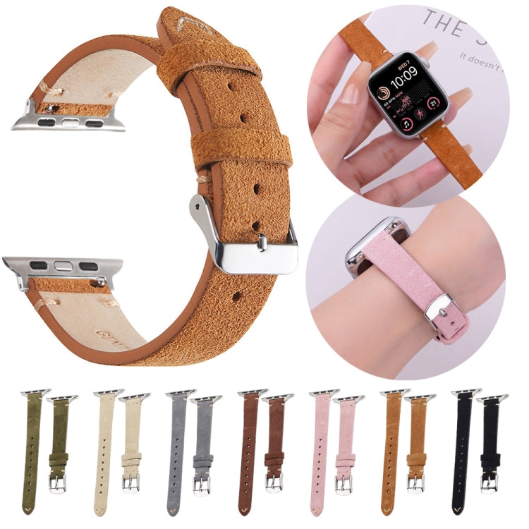 For Apple Watch 42mm / 41mm / 40mm / 38mm Matte Genuine Leather Watch Band(Grey) - free shipping - PMc TechLife - Order now!
