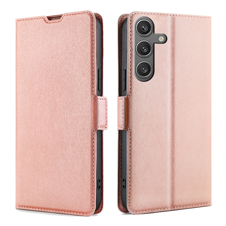 For Samsung Galaxy S25 5G Ultra-thin Voltage Side Buckle Horizontal Flip Leather Phone Case(Rose Gold) - Galaxy S25 5G Cases by PMC Jewellery | Online Shopping South Africa | PMC Jewellery | Buy Now Pay Later Mobicred