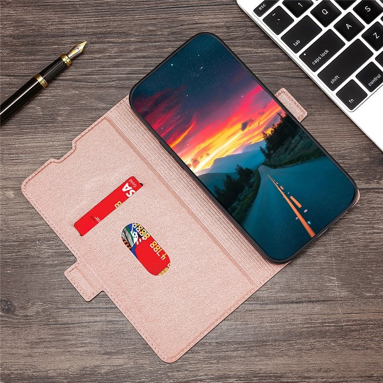 For Samsung Galaxy S25 5G Ultra-thin Voltage Side Buckle Horizontal Flip Leather Phone Case(Rose Gold) - Galaxy S25 5G Cases by PMC Jewellery | Online Shopping South Africa | PMC Jewellery | Buy Now Pay Later Mobicred