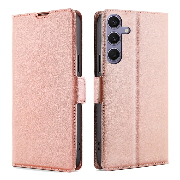 For Samsung Galaxy S25+ 5G Ultra-thin Voltage Side Buckle Horizontal Flip Leather Phone Case(Rose Gold) - Galaxy S25+ 5G Cases by PMC Jewellery | Online Shopping South Africa | PMC Jewellery | Buy Now Pay Later Mobicred